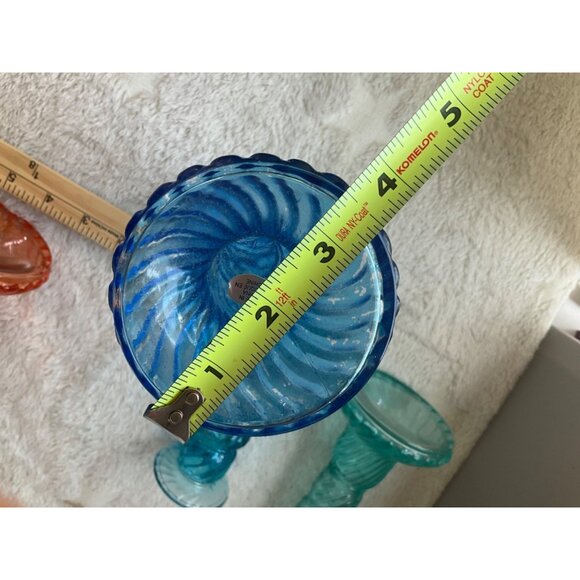 Vintage May Department St. Rainbow colorful glass candle stick holders set of 6 - Picture 11 of 16